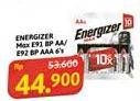 Promo Harga Energizer Battery Alkaline Max AA E91, AAA E92 6 pcs - Alfamidi