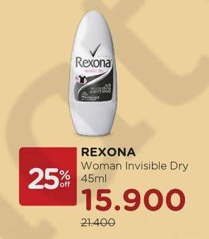 Promo Harga REXONA Deo Roll On Invisible Dry 45 ml - Watsons