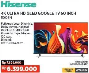 Promo Harga Hisense 50Q6N 4K Ultra HD QLED Google TV 50 Inch  - COURTS
