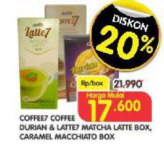 Promo Harga COFFEE7 Coffee Durian /LATTE7 Matcha Latte, Caramel Macchiato  - Superindo