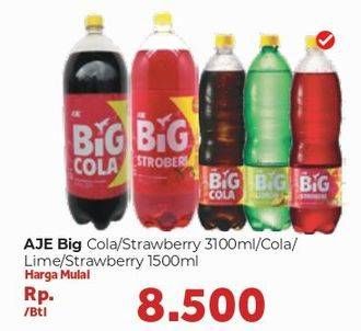 Promo Harga AJE BIG COLA Minuman Soda Cola, Cola, Lime, Strawberry, Strawberry 1500 ml - Carrefour