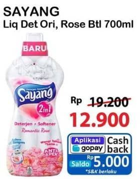 Promo Harga Sayang Liquid Detergent Original Fresh, Rose 700 ml - Alfamart