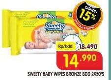Promo Harga SWEETY Bronze Baby Wipes 50 pcs - Superindo