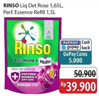 Promo Harga Rinso Liquid Detergent + Molto Pink Rose Fresh, + Molto Purple Perfume Essence 1500 ml - Alfamidi