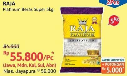 Promo Harga Raja Platinum Beras Slyp Super 5000 gr - Alfamidi