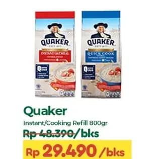 Promo Harga Quaker Oatmeal Quick Cooking, Instant 800 gr - TIP TOP
