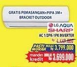 Promo Harga LG AQUA, SHARP AC 1/2 PK - 1 PK Inverter  - Hypermart