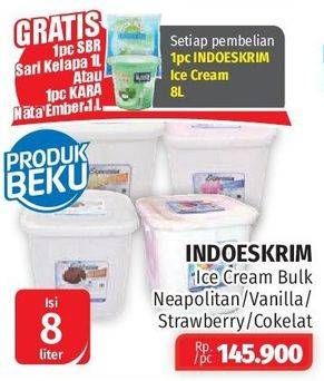 Promo Harga INDOESKRIM Bulk Ice Cream Neapolitan, Vanilla, Strawberry, Chocolate 8000 ml - Lotte Grosir