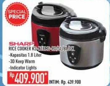 Promo Harga SHARP KS-N18MG | Rice Cooker 1.8ltr RD, SL, BL, PK  - Hypermart