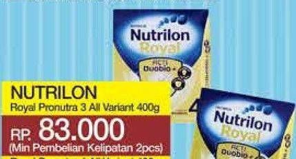 Promo Harga NUTRILON Royal 3 Susu Pertumbuhan All Variants 400 gr - Yogya