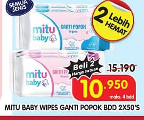 Promo Harga Mitu Baby Wipes Ganti Popok All Variants 50 pcs - Superindo