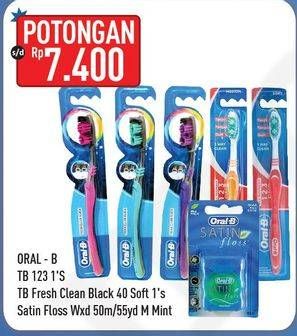 Promo Harga ORAL B Toothbrush All Rounder 123/Fresh Clean Black Toothbrush/Satin Floss  - Hypermart