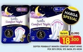 Promo Harga Softex Comfort Night Wing 42cm, Wing 36cm, Wing 29cm 8 pcs - Superindo