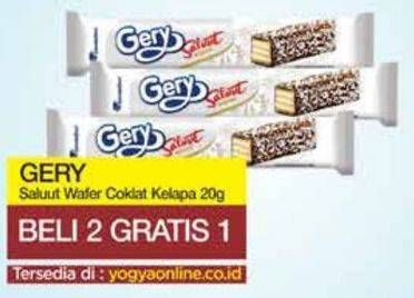 Promo Harga GERY Saluut Wafer Chocolate Coconut 21 gr - Yogya