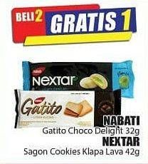 Promo Harga NABATI Gatito Choco Delight 32 g/NEXTAR Sagon Cookis Klapa Lava 42 g  - Hari Hari