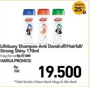 Promo Harga Lifebuoy Shampoo Anti Dandruff, Anti Hair Fall, Strong Shiny 170 ml - Carrefour