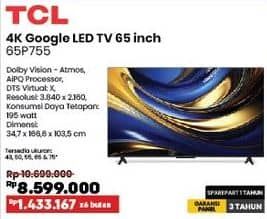 Promo Harga TCL P755 4K UHD Google TV  65P755  - COURTS