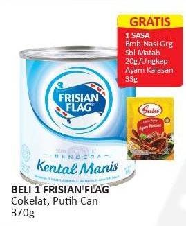 Promo Harga FRISIAN FLAG Susu Kental Manis Putih, Cokelat 370 gr - Alfamart