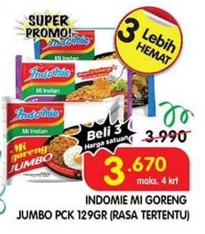 Promo Harga Indomie Mi Goreng Jumbo 129 gr - Superindo