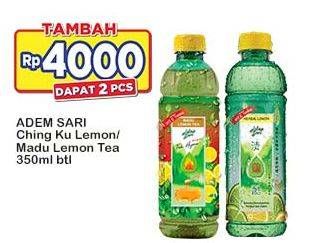Promo Harga Adem Sari Ching Ku Herbal Lemon, Madu Lemon Tea, Sparkling Herbal Lemon 350 ml - Indomaret