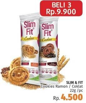Promo Harga SLIM & FIT Cookies Raisin Cinamon, Dark Choco per 3 pcs 22 gr - LotteMart