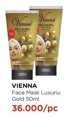 Promo Harga VIENNA Face Mask Anti Aging Luxurious Gold 50 ml - Watsons