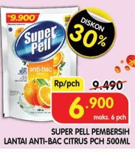 Promo Harga Super Pell Pembersih Lantai Anti Bac Citrus 500 ml - Superindo