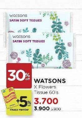 Promo Harga Watsons Satin Soft Tissues 60 pcs - Watsons