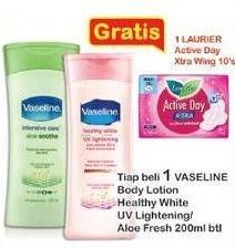 Promo Harga VASELINE Body Lotion UV Lightening, Aloe Fresh 200 ml - Indomaret