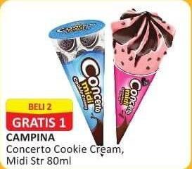 Promo Harga CAMPINA Concerto Midi Cookie Creamy, Midi Strawberry Chunk 80 ml - Alfamart