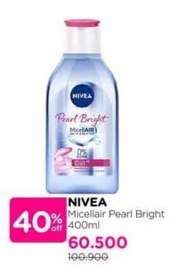 Promo Harga Nivea MicellAir Skin Breathe Micellar Water Pearl Bright 400 ml - Watsons