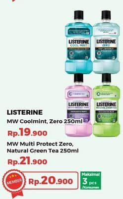 Promo Harga Listerine Mouthwash Antiseptic Cool Mint, Zero 250 ml - Yogya