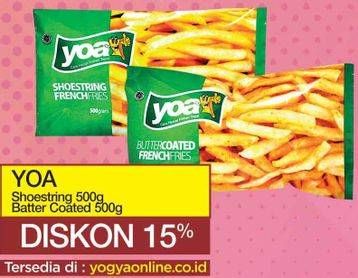 Promo Harga YOA French Fries Butter Coated, Shoestring 500 gr - Yogya