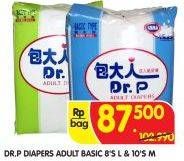 Promo Harga DR.P Adult Diapers Basic Type L8, M10  - Superindo