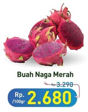 Buah Naga Merah per 100 gr Diskon 18%, Harga Promo Rp2.680, Harga Normal Rp3.290