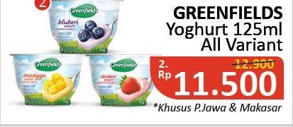 Promo Harga GREENFIELDS Yogurt All Variants 125 ml - Alfamidi
