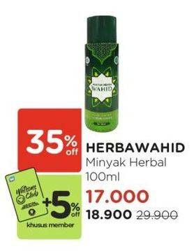 Promo Harga Herbawahid Minyak Herbal 100 ml - Watsons