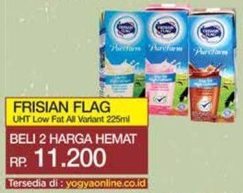 Promo Harga Frisian Flag Susu UHT Purefarm Low Fat Chocolate, Low Fat French Vanilla, Low Fat Strawberry 225 ml - Yogya