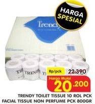 Promo Harga TRENDY Facial Tissue Non Parfumed 800gr/Toilet Tissue 10's Rol  - Superindo