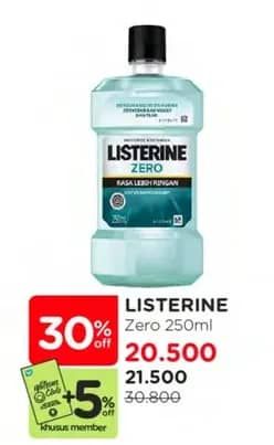 Promo Harga Listerine Mouthwash Antiseptic Zero 250 ml - Watsons