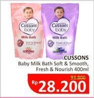 Promo Harga CUSSONS BABY Milk Bath Soft Smooth, Fresh Nourish 400 ml - Alfamidi