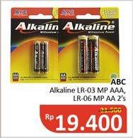 Promo Harga ABC Battery Alkaline LR-03, AAA, LR-6, AA 2 pcs - Alfamidi