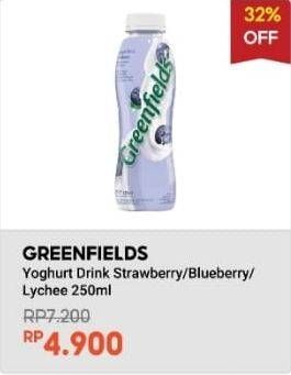 Promo Harga Greenfields Yogurt Drink Strawberry, Blueberry, Lychee 250 ml - Indomaret