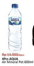 Promo Harga AQUA Air Mineral per 4 botol 600 ml - Alfamidi