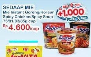 Promo Harga SEDAAP Mie Cup Goreng/ Korean Spicy 75/81/83/85g  - Indomaret