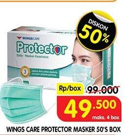 Promo Harga WINGS CARE Protector Daily Masker Kesehatan 50 pcs - Superindo