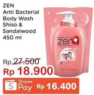 Promo Harga ZEN Anti Bacterial Body Wash Shiso Sandalwood 450 ml - Indomaret
