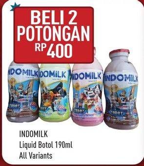 Promo Harga INDOMILK Susu Cair Botol All Variants per 2 botol 190 ml - Hypermart