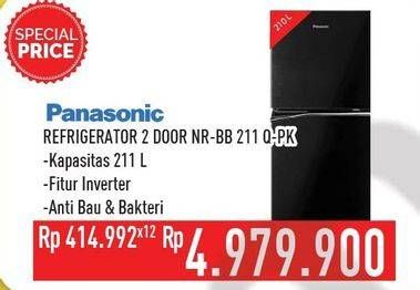 Promo Harga PANASONIC NR-BB211Q | Refrigerator 2 Door PK  - Hypermart