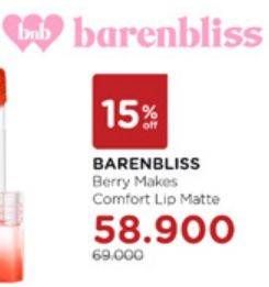 Promo Harga Barenbliss Berry Makes Comfort Lip Matte  - Watsons